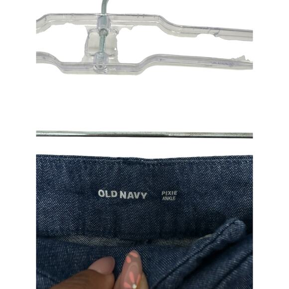 Old Navy Blue Denim Linen Blend Mid-Rise Side-Stripe Ankle Dress Pants Size 12 - Picture 4 of 16